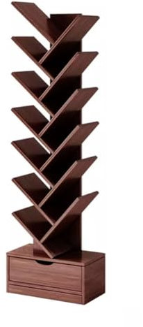 Livello 3/4/5/6 Scaffale Per Libri Sull'albero Con Cassetto, Libreria In Legno Scaffale Portaoggetti, In Piedi Libreria Scaffali Per Organizer Per Libri/CD Stanza Robusta, Camera Da (Size:34x20x158cm)