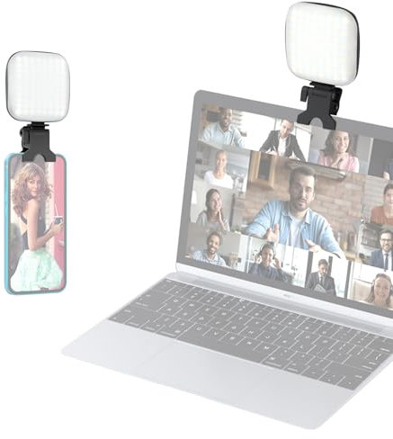 HUIOP LED Fill Light for Phone Selfie Light Conference Video Light 2500K-9000K Dimmable Built-in Battery Replacement for 15/14/13/12 Phone Video Conference Vlog Live Streaming