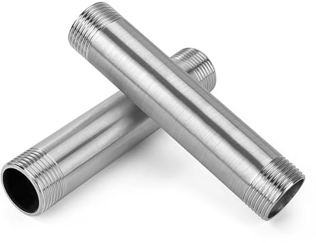 Accesorios de Tubería de Acero Inoxidable, 2 Piezas 150mm 1 pulgada Macho Rosca Tubo de Extensión de Acero Inoxidable, Tubería de Fundición de Pezón para Aire Agua Combustible