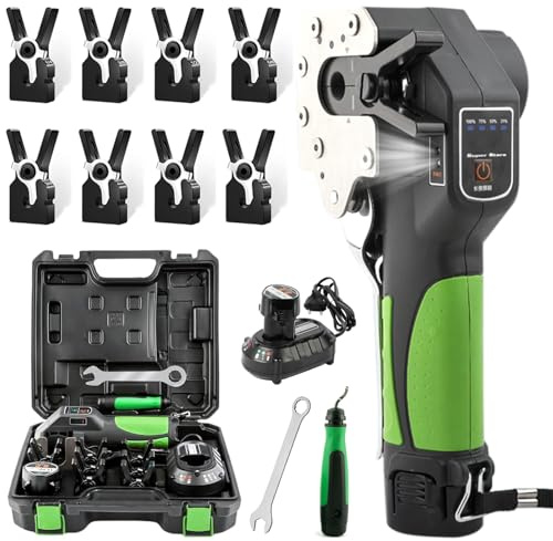YCKJXSMA Elektrisches Bördelwerkzeug Set, 45° Exzenterrohr Bördelwerkzeug Professionelles, 8 Größen Klemmen and 2200 mAh Akku mit großer Kapazität für Weichku Pfer Aluminium Messingrohre