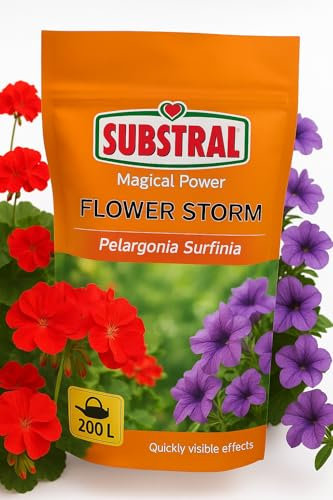 Flower fertilizer for Geraniums, Petunias, Surfinias & Balcony Plants and more – High Phosphorus & Potassium, Makes 200L