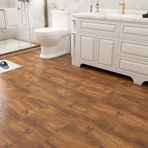 Decotalk Vinylboden Selbstklebend Holzoptik PVC Bodenbelag 30X30cm Dicke1.66 mm 1.35m² -15 Stück Fliesen Vinyl Holzoptik Bodenaufkleber Wasserdicht Verschleißfest Bodenbelag für Bad Küchen Garage