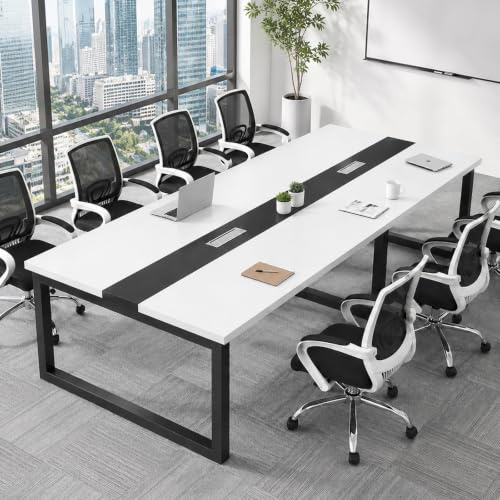 Tazyee Mesa de Conferencias Grande para Oficinas – Mesa de Reuniones para Muchas Personas, Diseño de Madera, Fácil Montaje, Espacio Amplio para Seminarios y Aulas (Sillas No Incluidas)