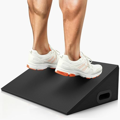 Hilhook Slant Board, 19 Wide Wooden Calf Stretcher Slant Board for Calf Stretching, Knees Over Toes, Weightlifting and Heel Elevated Squats for Strength & Flexibility Training