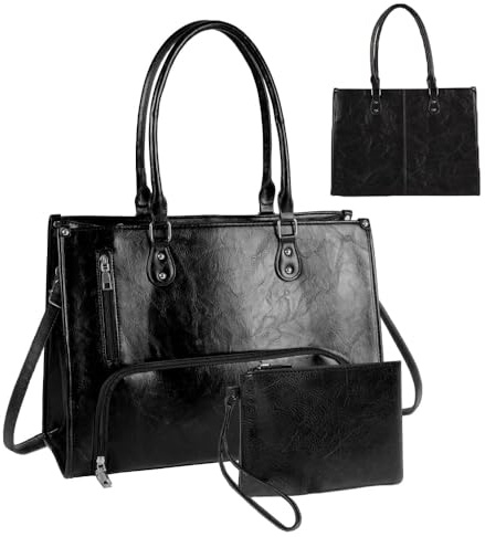 HoldOneLight Lunch 2 in 1 Tote Bag for Women, 15.6 Inch Laptop Bag with Insulated Lunch Compartment, Quilted Large Capacity Computer Handbag with Purse