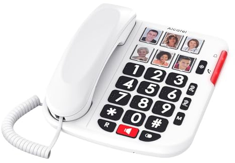 ALCATEL TMAX 10+ Teléfono con Cable para Personas Mayores - Teclas Grandes - Audio Boost - Teclas con Fotos - Manos Libres - Indicador Luminoso de Llamada - Timbre Fuerte - Compatible con audífonos