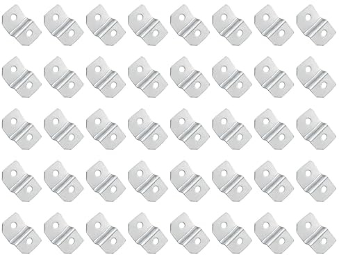 JCBIZ 40PCS Stainless Steel Z-Shaped Corner Brackets Notched Height Adjustable Connectors Furniture L-Shaped Corner Guards Picture Frame 90 Degree Fixed Hooks Heavy Duty Mirror Clamps