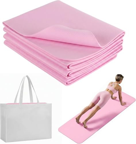 Dexpally Klappbare Yogamatte, Faltbare Yogamatte Reise Leicht 183 x61x0.4 cm Rutschfest Tragbare Fitnessmatte mit Tragetasche für Reise, Pilates, Sport