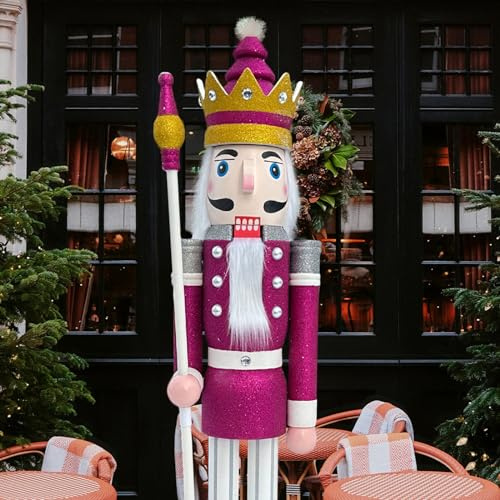 CDL XL/5 pies/150 cm/5 pies/5 pies/150cm tamaño Natural Grande/Gigante púrpura Purpurina Navidad de Madera Cascanueces Rey y Ornamento de Soldado muñeca Escaparate/Casa Decorativo K32