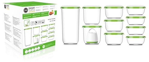 FOSA MADRID MAXI-STARTER-set 11 delar – MC11000 – Smart vakuummatförvaring – vakuumpump turtle inkl. batterier + 10 runda förvaringsbehållare