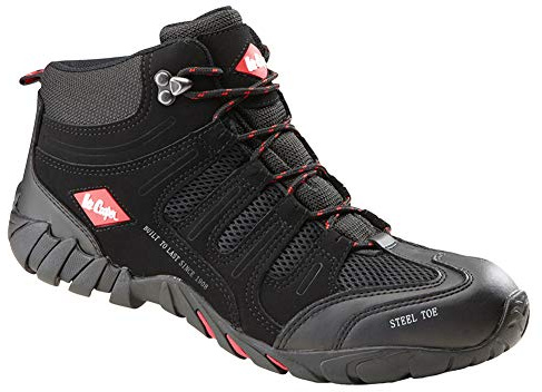Lee Cooper LCSHOE020C arbetskläder herr arbete säkerhetstränare mittskuret stål tåhätta komposit antistatisk halkfri mellansula stövel S1P SRA, svart, 12 UK/46 EU