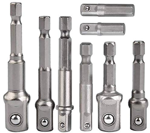 Stecknuss-Adapter, 8-teiliges Set, 1/4-Zoll-Sechskantadapter auf 1/4, 3/8, 1/2 Stecknuss, für Bohrmaschine und Akkuschrauber Steckschlüssel Nüsse und Stecknüsse, Bit-Halter