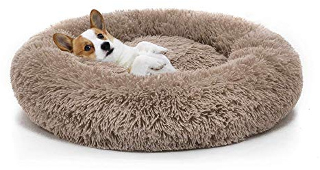 Luxuriöses Flauschiges Haustierbett,Hundebetten für mittelgroße und groß Hunde,rundes Kuschelbett mit weichem Kissen,Haustier Matte Schlafplatz Hundesofa,Waschbar