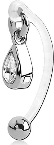 viva-adorno Intimpiercing KVV Christina Bioflex Piercing Banane Kristall Tropfen Anhänger Bauchnabelpiercing Z550, klar