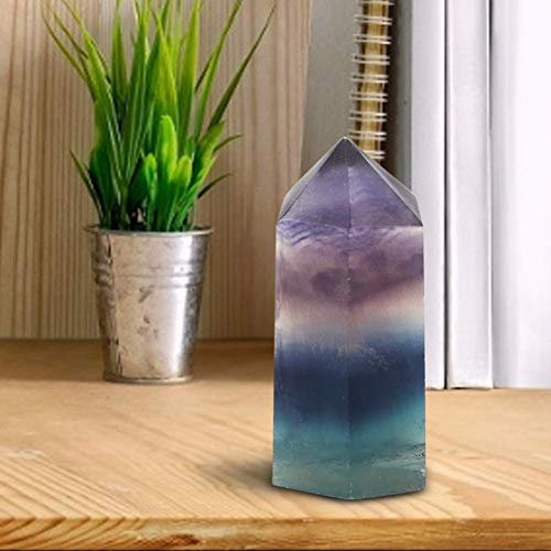 Yencoly Piedra de fluorita, líneas Naturales únicas Varita de Regalo de Cristal de fluorita de Cuarzo Hexagonal, para Amigos para familias(35 mm-40 mm)