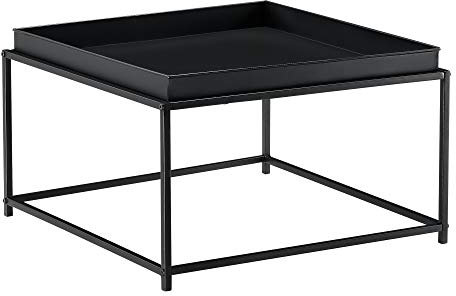 [en.casa] Tabletttisch Lipizza 36cm x 59cm x 59cm Beistelltisch mit abnehmbaren Tablett Wohnzimmertisch Couchtisch Metall Schwarz