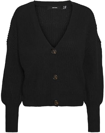 Vero Moda Vmlea Ls V-neck Cuff Cardigan Noos Cardigan, Negro, M Mujer