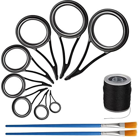 Dovesun Angelrute Reparatur Kit, Spitzenring Rutenring Keramik Edelstahl Carbon Führungen Rute Spinner Rutenführungen/ 8 Größen 19Stück