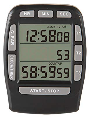 HonorMeet Digital Kitchen Triple Timer, Count-Down- und Count-Up-Tracking, Laute Summer-Erinnerung, austauschbare Batterie zum Backen, Kochen, Grillen, Gym, Gym, Examen, Treffen (schwarz)