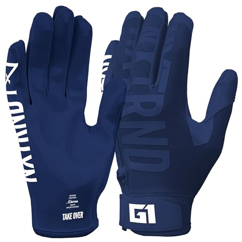 Nxtrnd G1 Youth Football Gloves, Kids Sticky Receiver Gloves (Navy Blue, Youth Large)