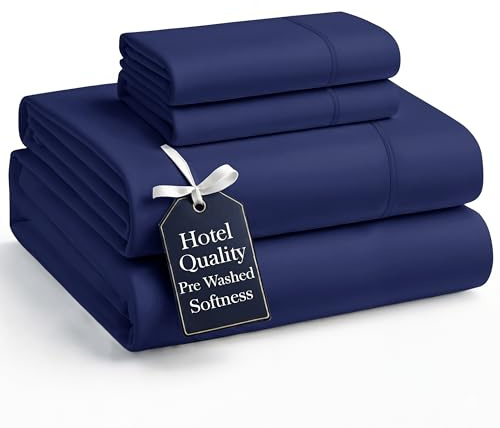 Casa Platino King Size Sheet Set – 4 Piece Bedding Set, Pre-Washed Ultra Soft Brushed Microfiber, Cozy Fit, Deep Pocket 15” Sheet, Fade Resistant, Lightweight, Breathable Fabric - Navy Blue