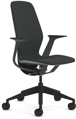 Steelcase Silq Ergonomischer, höhenverstellbarer Stuhl mit Platin Solid/Amsel Rückenlehne und Pfeffer Bezug