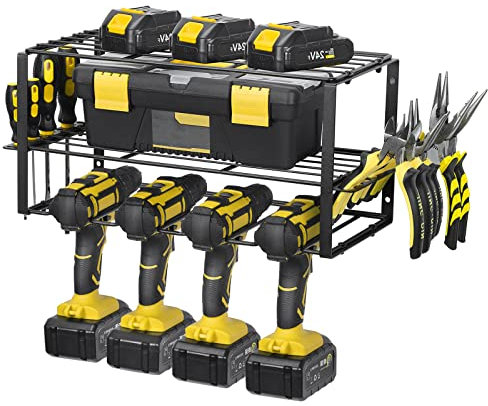 Power Tool Organizer, Garage Tool Organizers,Drill Holder Wall Mount, Heavy Duty Metal Tool Shelf, Utility Storage Rack for Cordless Drill, Separate Tool Rack Gift for Men Dad