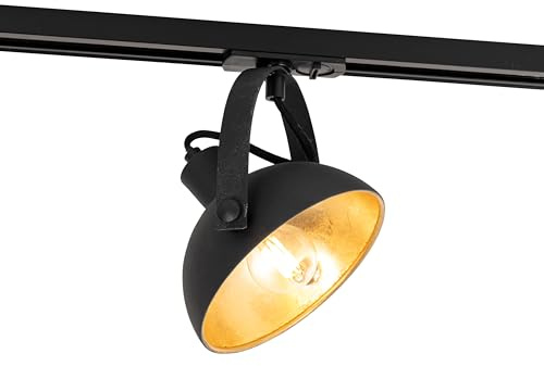 Qazqa Industrie Schienenleuchte für Schienensystem - Iconic Magnax - Schwarz Gold, Rund, 17.9cm, Ideal als Küche lampe und