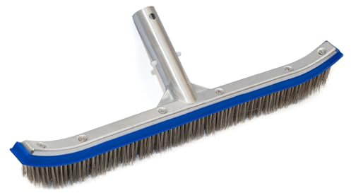 Woodside 18” Aluminium Swimming Pool Cleaning Brush Head, Heavy Duty Indoor/Outdoor Pool Brush for Walls, Tiles, Floors & Steps, Stainless Steel Bristles