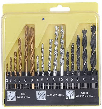 Bohrer 6 Stück Spiralbohrer 5 Stück Steinbohrer 5 Stück Holzbohrer Hochgeschwindigkeitsstahl Werkzeug für Metall Holz Beton