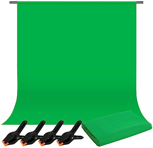 Fondo Fotográfico 2 x 3M Pantalla Verde Croma Estudio Profesional Green Screen con 4 Clips, Plegable Portátil Telón de Fondo de Poliéster Chroma Pantalla para Grabar Vídeo Fotografía y Televisión
