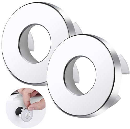 2 Pcs Débordement D’Évier Couvercle,Cuivre,Trop Plein Lavabo | Débordement D'Évier Anneau,Anneau De Débordement D’Évier en Cuivre,pour Bain,Cuisine,Évie
