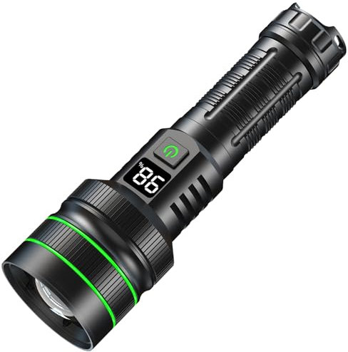 ASORT Taschenlampe LED Aufladbar Extrem hell 500000 Lumen, supergroße Blende zoombare，Batteriebetrieben USB，Langer Betriebsdauer，6 Lichtmodi, IPX67 wasserdicht, für Camping，Wandern，Outdoor，Notfälle