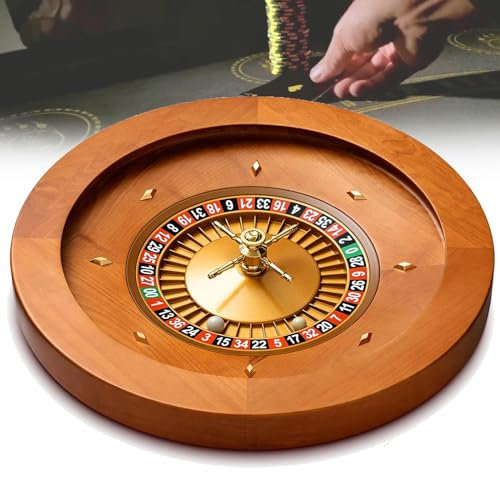 MTTXY 20-Zoll-Deluxe-Roulette-Radset aus Holz mit Doppel-Null-Layout, Präzisionslagern und Flugzeugaluminiumschale für Plattenspieler-Freizeit-Tischspiele