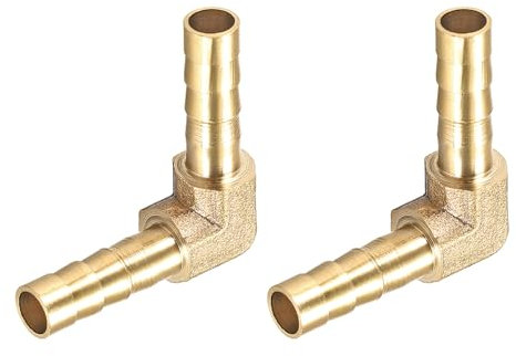 METALLIXITY L-Shaped Brass Barb Fitting (6mm) 2pcs, Barb Connector Coupler - for Fuel Air Water Oil Gas
