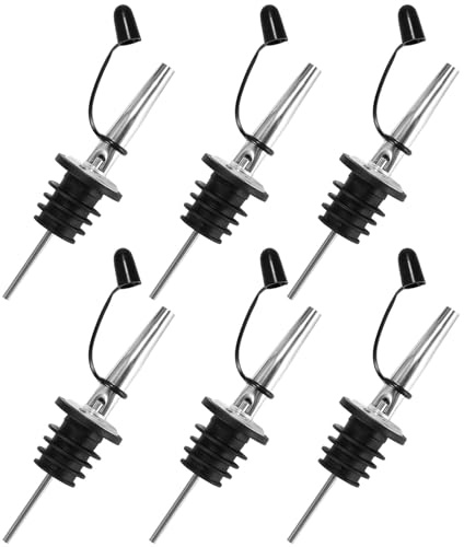 EASONGEE 6pcs Stainless Steel Bottle Pourers, Spirit Pourers, Liquor Pour Spouts, Freeflow Pourer, Speed Pourer, Drinks Pourer, Oil Pourer, Spirit Bottle Pourers for Liquid, Olive Oil, Wine, Vinegar