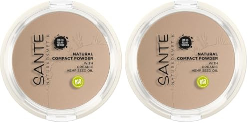 SANTE Naturkosmetik Natural Compact Powder 02 Neutral Beige, ideal für helle bis mittlere Hauttöne, mattiert und fixiert langanhaltend, für einen natürlichen Glow, mit Bio-Hanfsamenöl, Vegan, 9g