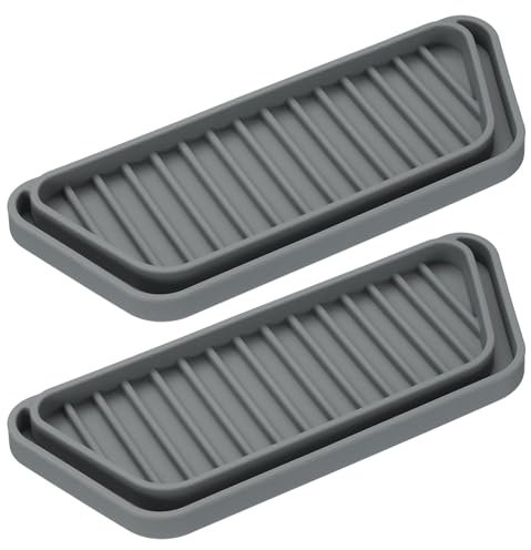 uxcell 2 Pack Refrigerator Drip Catcher, Silicone Mini Fridge Drip Tray, Rectangular Refrigerator Drip Pan Prevents Water Splashes, Water Spots, Grey