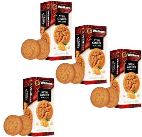 Walkers | Biscotti Zenzero e Burro - 4 Scatole | Pasta Frolla Burro e Zenzero | Biscotti Tradizionali Inglesi