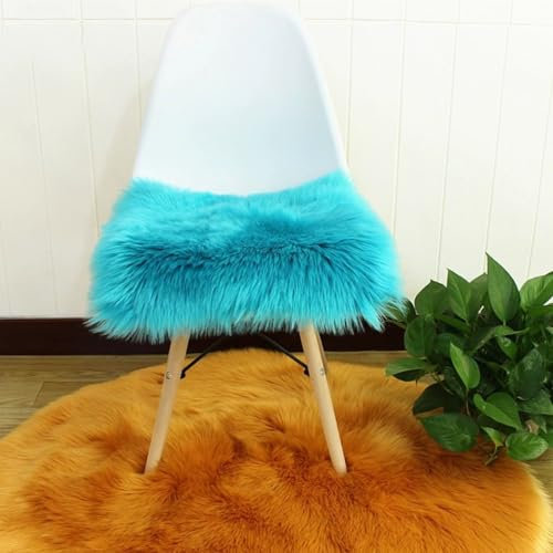 champracer Kunstfell Teppich Stuhlkissen Klein Quadratisch Sitzbezug Flauschiges Kissen Teppichmatte Weich Flauschig Wohnzimmer Schlafzimmer Sofa Fotografie Stuhl-Sitzkissen (dunkelblau,60 * 90 cm)