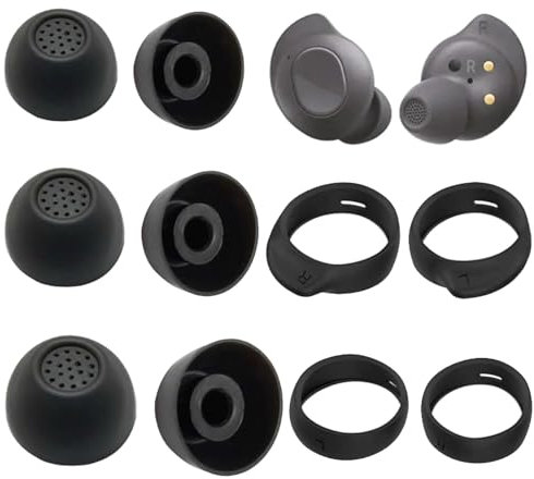 Yuiturt 3 Pairs Silicone Earplugs with 2 Pairs of Ear Wings, Headphone Ear Pads for Samsung Galaxy Buds FE SM-R400N, Non-Slip Headphone Attachments with Wing Tips (Black)