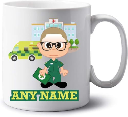 Paramedic Gifts for Men - Personalised Paramedic Jumbo 20oz Mug - Ambulance Student Staff Nurse Medics Key Worker Present - Extra Large Tea Coffee Big Mug Custom Name Cup (Short Hair & Glasses)