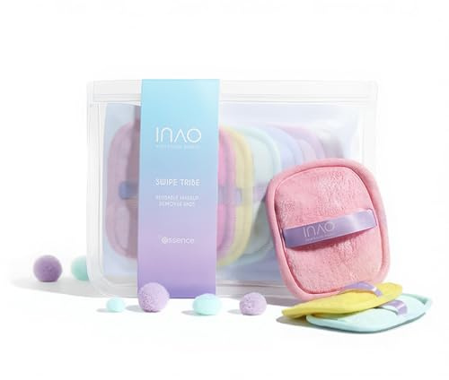 essence INAO Swipe Tribe Abschminkpads Waschbar – 7 Wiederverwendbare Makeup Remover Pads mit Wäschesack – Ultraweich & Nachhaltig – Für Gesicht, Augen & Sensitive Haut