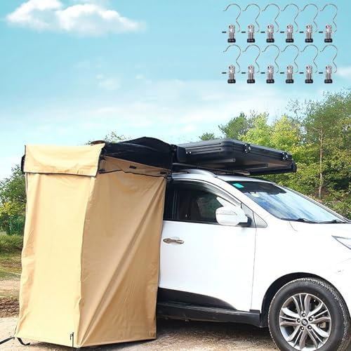 Portable Car Camping Shower Tent, Awning Shower Tent with Roof and Floor Mat, Waterproof Outdoor Shower Enclosure, Portable Privacy Shelter, Car Side Shower Room