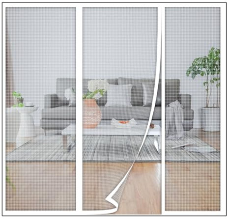 Rideau Porte Anti-Insectes à Fermeture Automatique - Moustiquaire pour Entrée, Intérieur et Patio Blanc 120x210cm