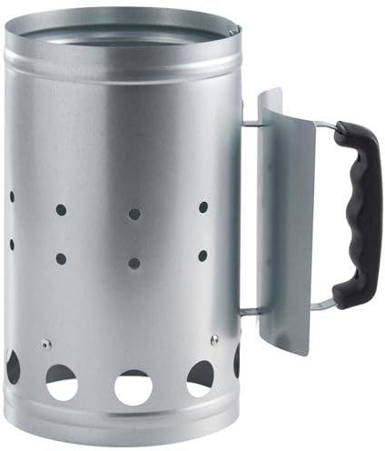 EverFlourish Anzündkamin Kohlestarter Grillkohleanzünder für Grill, Kamin, BBQ, Maße: 16x27 cm Grillstarter Grillkamin für Holzkohle und Briketts - Silber