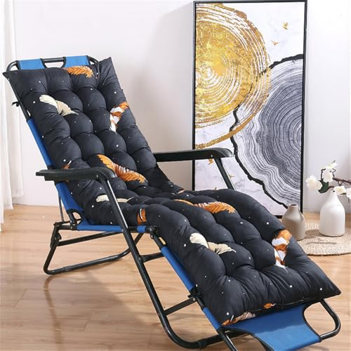 Mateju Cojín para Tumbona de Jardín, Estampado Suave Cómodo Cojín Reclinable Colchoneta para Tumbonas, Ideal para Exterior Sillas Balcón Playa Terraza (Pluma Marrón,48x158cm)