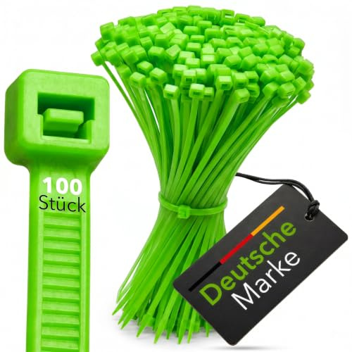BeBo Bridas Verde Claro 2,6 x 100 mm, 100 unidades, estables y versátiles para interiores y exteriores, fijación de cable discreta para hogar y artesanía