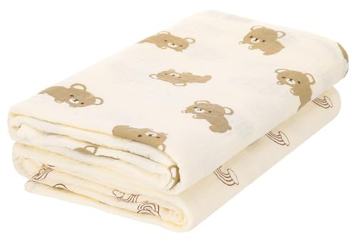 GSrenyu Confezione da 2 panni grandi in mussola per bambini, 100 x 100 cm, grande coperta in mussola di cotone, panno per fasciare il bambino, essenziali per neonati