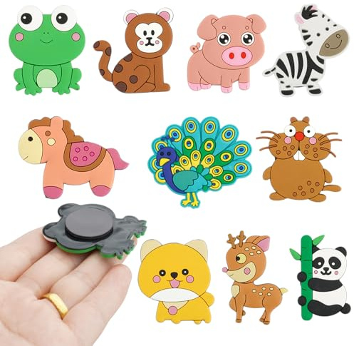 10 Pack Magneti Bambini Calamite Frigorifero Animali - Giocattoli Didattici 3D in Morbido PVC, Colori Vivaci e Resistenti, 4,5-5 cm per Bambini 1-3 Anni